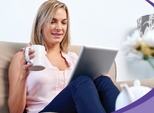 Woman relaxing and reading an eBook