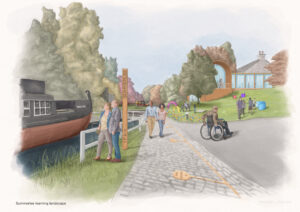 an early artist's impression of how the outdoor learning landscape environment may look under new plans for Summerlee Museum